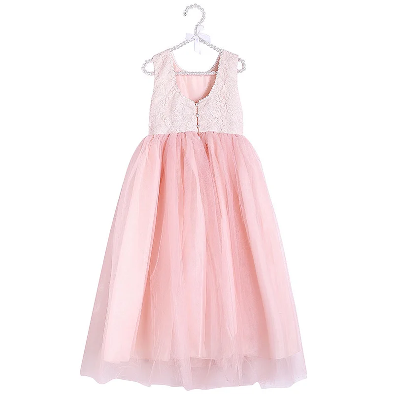 Manufacturer wholesale kids clothes fancy flower girl sleeveless dress