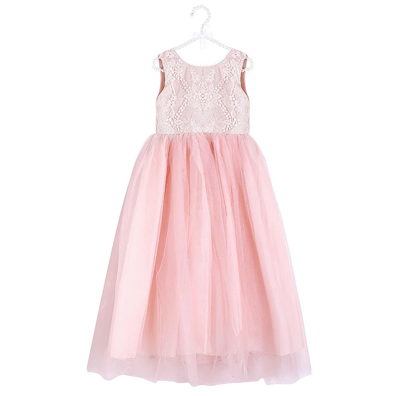 Manufacturer wholesale kids clothes fancy flower girl sleeveless dress