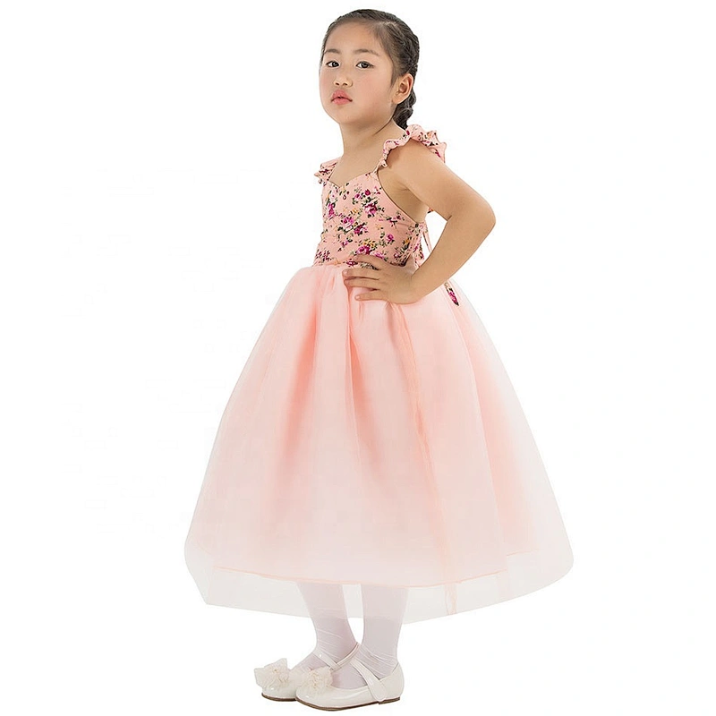 Pretty Flower Girl Dress Kids Girls Sleeveless Birthday Party Dress