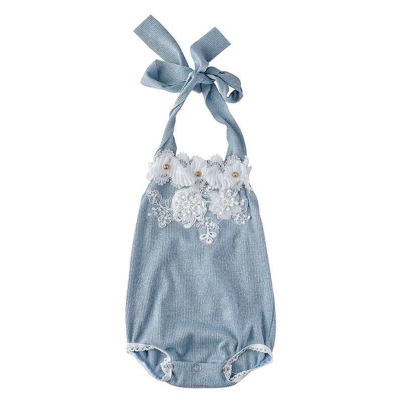 Hot selling  solid seersucker sleeveless infant romper baby girl clothes