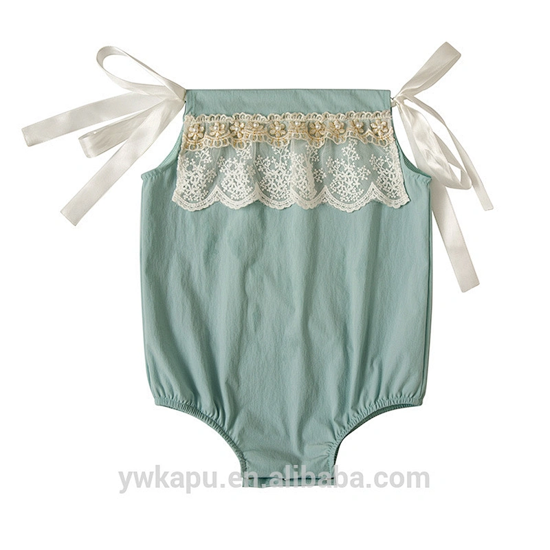 Breathable summer little girl jumpsuit pillow case baby lace romper