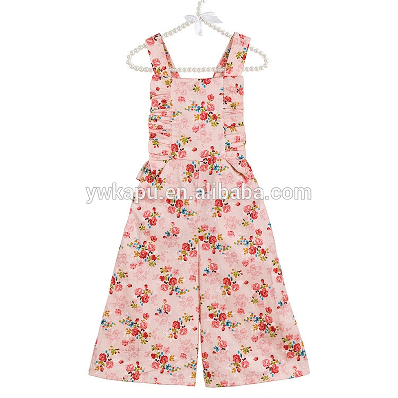 Wholesale factory cute little girl spring high quality suspenders floral overall pants