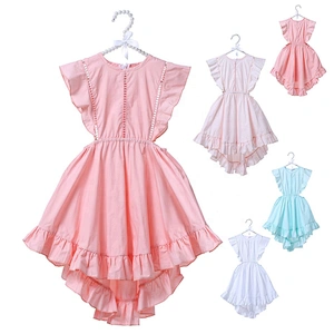 Factory Selling Cheap Plain White Flower Girls Cotton Dress for Baby Girls