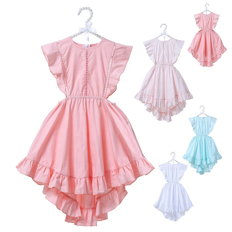 Factory Selling Cheap Plain White Flower Girls Cotton Dress for Baby Girls