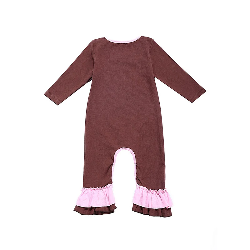 Lovely Baby Infant Strip Color Block Ruffle Romper