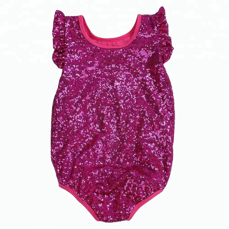 Wholesale children's boutique clothing gold sequin romper 2018 summer baby girl romper