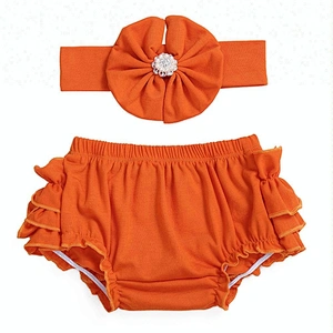 Hot sale newborn clothing wholesale ruffle diaper cover baby Halloween bloomers and headband set
