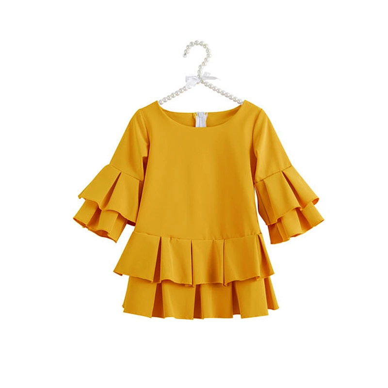 Latest Designs Lovely Baby Girls Printing Long Sleeve Dress Girls Clothing Wholesale Girl Dress One Piece