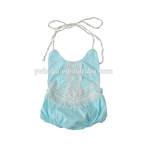 2018 summer newest style wholesale lovely spaghetti strap baby girl lace bubble Romper