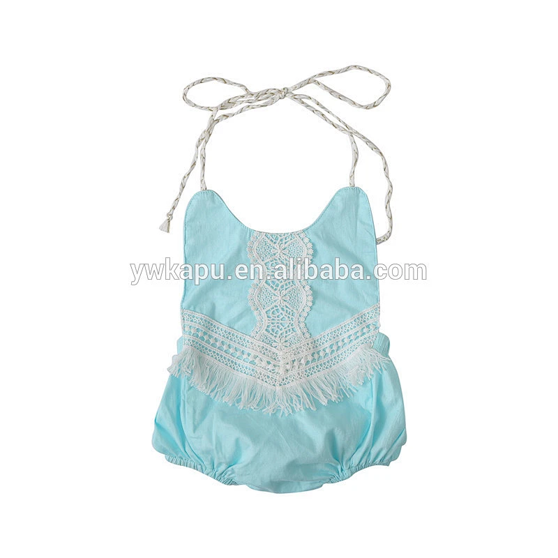 2018 summer newest style wholesale lovely spaghetti strap baby girl lace bubble Romper