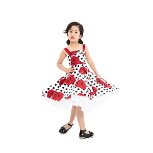 Fancy Children Flower Printed Clothes Vintage Design Fall Baby Girl Cotton Dress