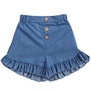 Popular Kid Cotton Trouser Denim Ruffle Shorts  Denim Shorts For Girl