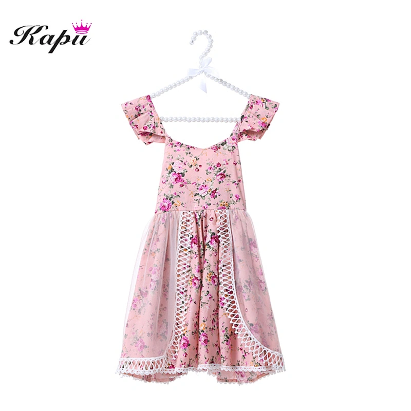 Fashion kids clothes new design floral print girl dress