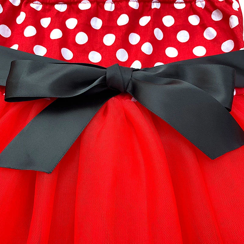 KAPU Red Polka Dot Cartoon Birthday Toddler Kids  Baby Girl Party Dress