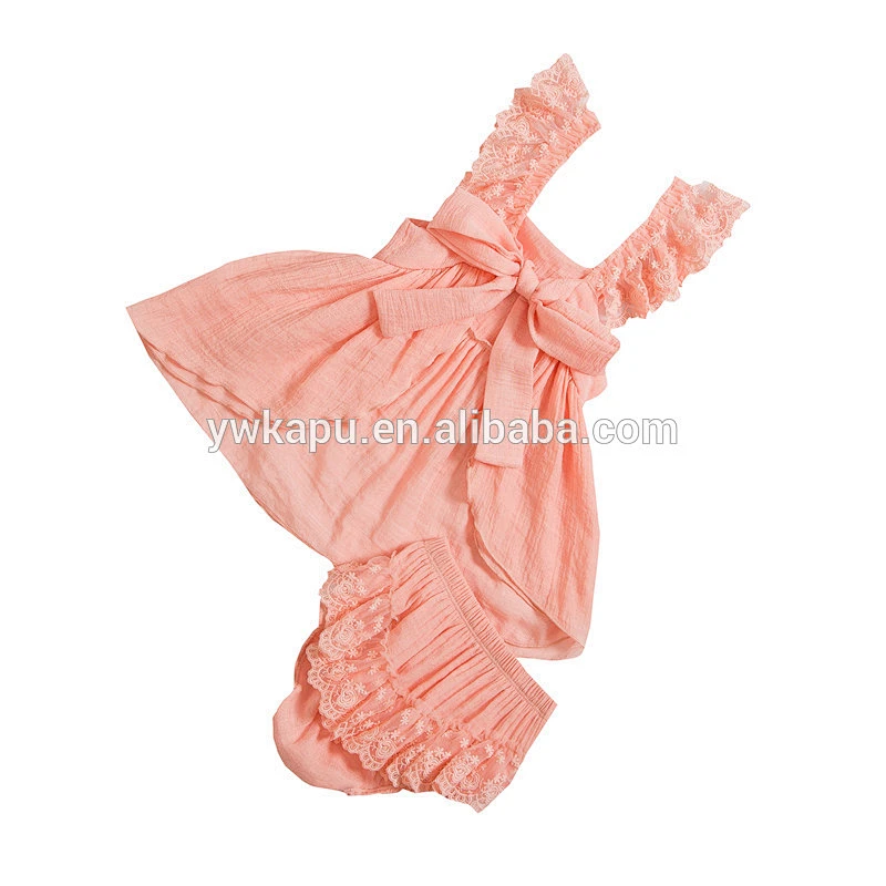 Boutique Newborn Girls Cotton Clothes Infant Toddler Babies Swing Top 2 pieces Sets with Ruffled Bloomers