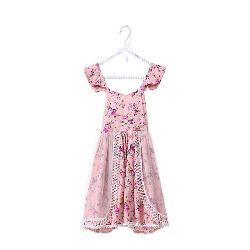 Factory Price Summer Children Clothing Rainbow Flower Baby Girl Summer Dress