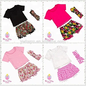 Unique children fashion summer clothing princess print frock design set baby outfits
