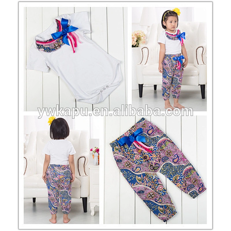 Summer fashion cheapest clothing set baby girl pompom body suit elegant design from Kapu