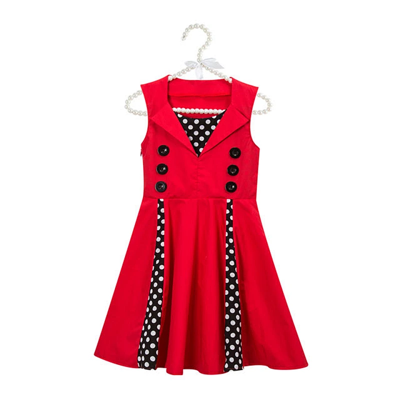 Summer Girls Dresses SleevelessWith Button A-Line Flower Pattern Children Clothes Baby Girl Dress