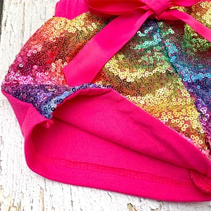 HOT Cotton Rainbow Sequins Glitter Sparkle Bow Kids Baby Girl Shorts