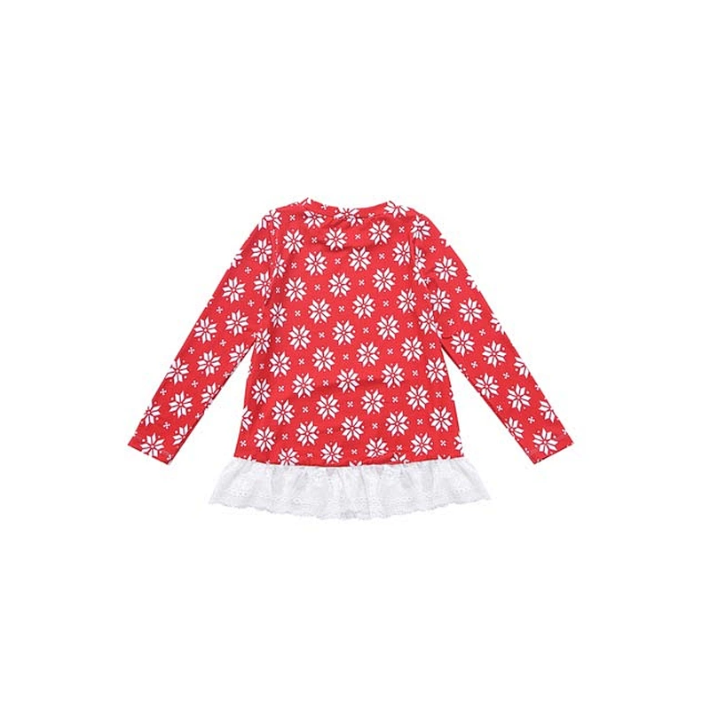 Hot Sale Children Girls Modern Loose Lace Ruffle Christmas Top