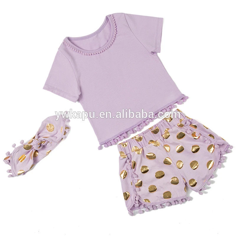 Wholesale baby clothing sets kids clothing baby pompom romper baby clothing
