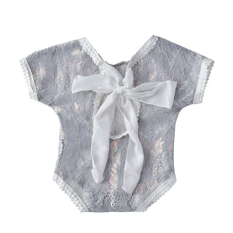 Pink Polyester Toddler Flower Lace Romper Newborn Baby Girl Ruffled Cute Backless  clothes onesie