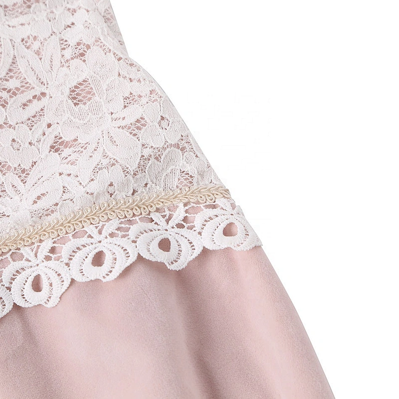 Bulk Sale Baby Girls Backless Velour Halter Rompers with Cute Lace Decoration
