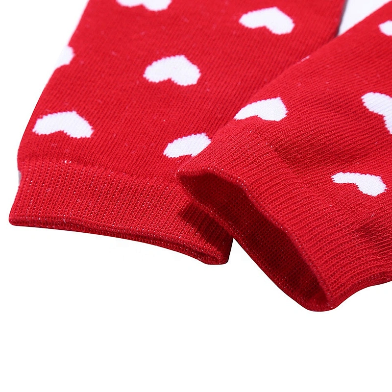 Hot Red Baby Girls Ruffle Leg Warmers Wholesale with Knitted Heart Pattern