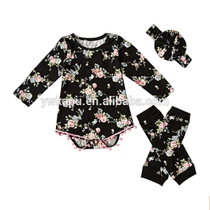 The high-quality fashion boutique floral romper and leg warm 2 pieces sets