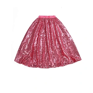 High quality cute baby girl sequined navy blue long maxi skirt