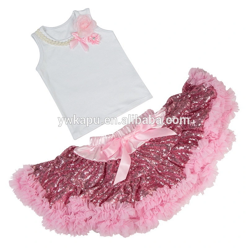 New designs baby christmas clothes, sequin pettiset kids clothing wholesale