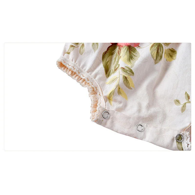 Boutique cute cotton floral baby romper ruffle onesie infant girl rompers