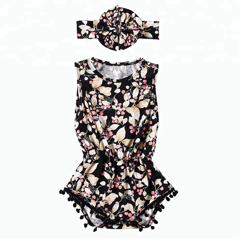 Wholesale children and kids boutique clothing floral baby onesie cotton newborn baby clothes