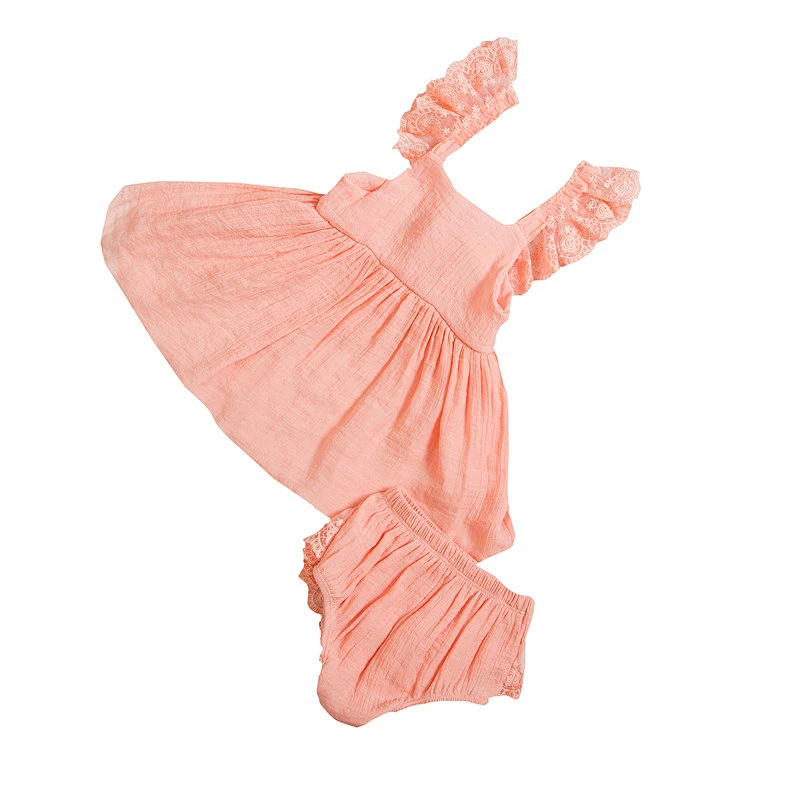 2018 Wholesale summer infant baby girls flutter sleeves romper clothing set with underwear