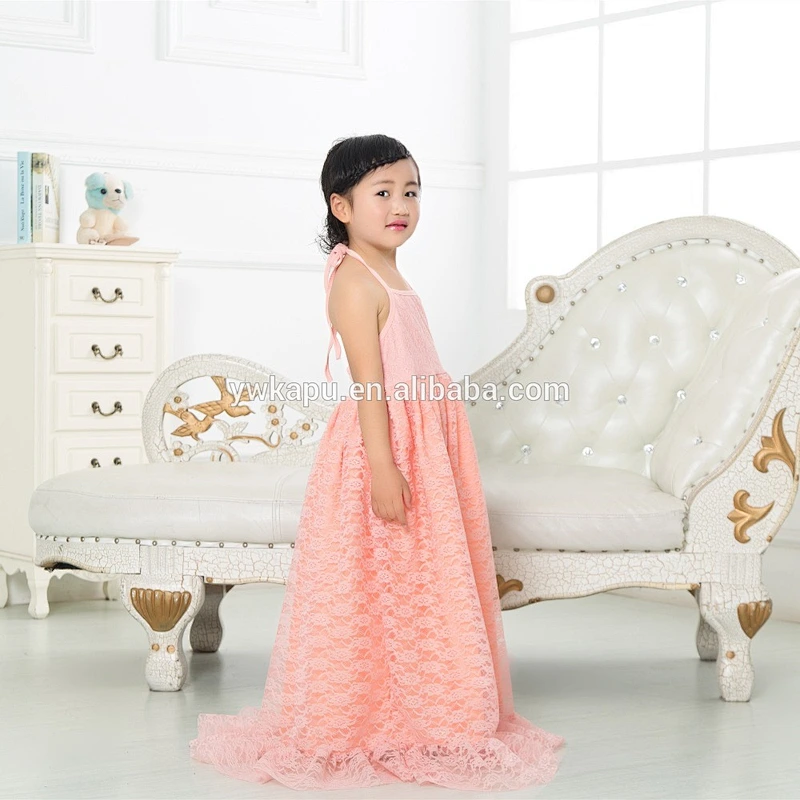 Wonderful selling elegant and generous children girl wedding party princess lace mopping long dresses