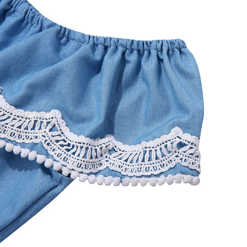 2019 Wholesale Denim Kids Romper Shoulder Baby Clothes Newborn Romper