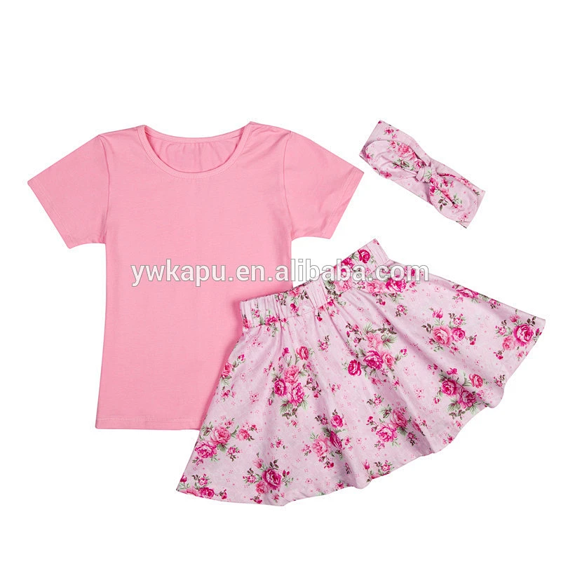Best selling latest design baby girls clothes sets summer t-shirt and skirt outfit