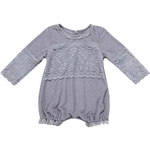 China W\holesale Baby Cotton  Romper toddler clothing Lace Terry Romper For Girl