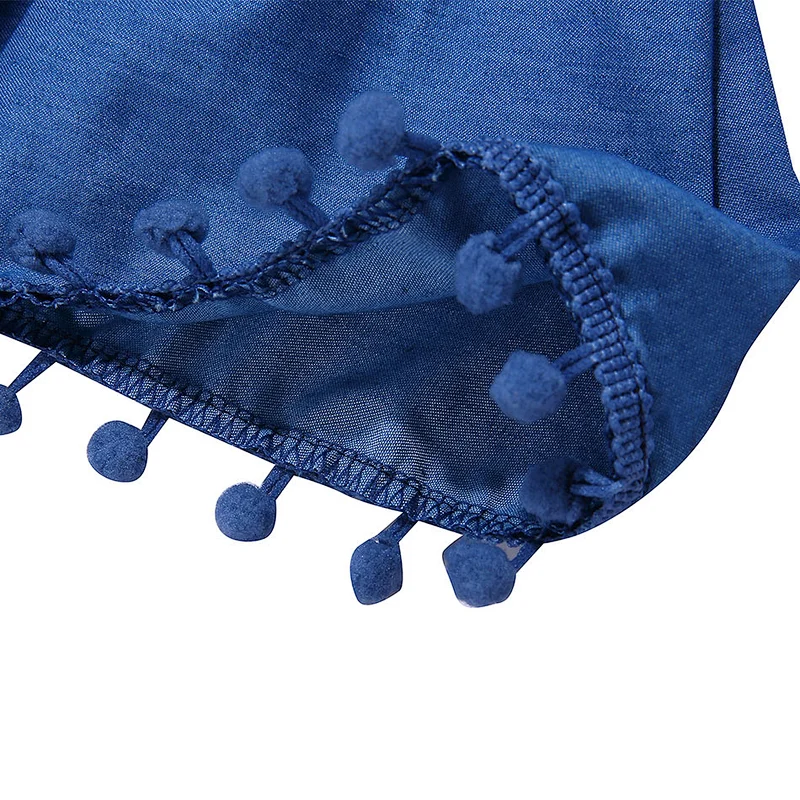 Wholesale Hot Sale Kid Elastic Waist  Skirt Baby Girl Denim Pompoms Skirts