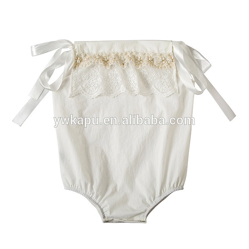 Breathable summer little girl jumpsuit pillow case baby lace romper