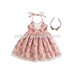 2018 Wholesale fashion girl lace flower floral prints baby dress of baby clothing