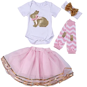 Hot sale Baby Infant Clothes Easter Baby Girls Outfit Rabbit Print Bodysuit