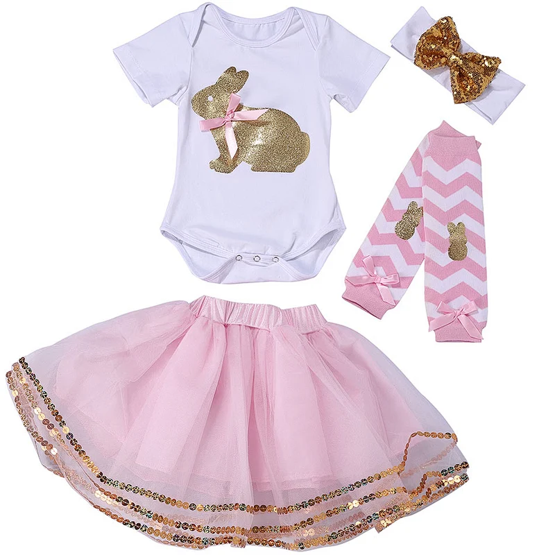 Hot sale Baby Infant Clothes Easter Baby Girls Outfit Rabbit Print Bodysuit