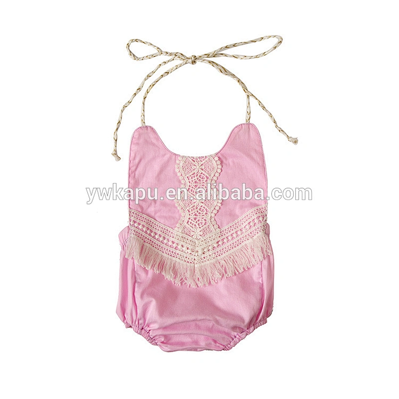 Pink kids girl clothes wholesale fashion baby fancy lace romper