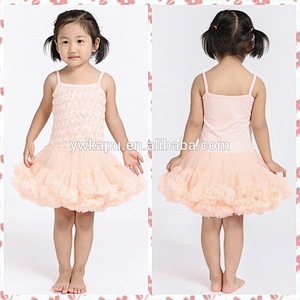 2018 Girl Chiffon Rosette Dress Baby Girl Ivory Princess Party Dress