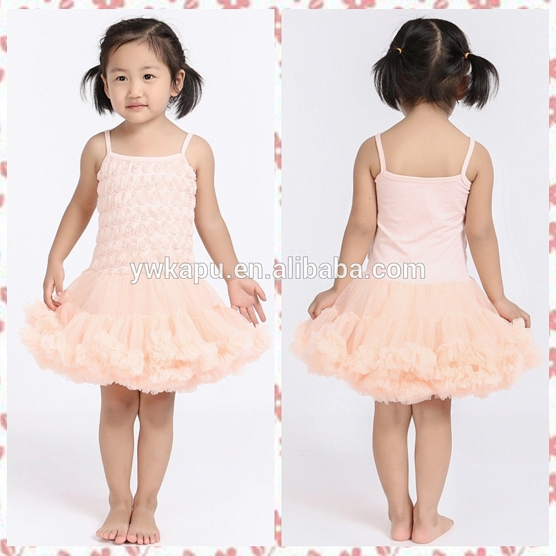 2018 Girl Chiffon Rosette Dress Baby Girl Ivory Princess Party Dress