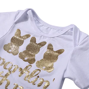 Easter adorable baby outfits gold polka dot kids clothes set
