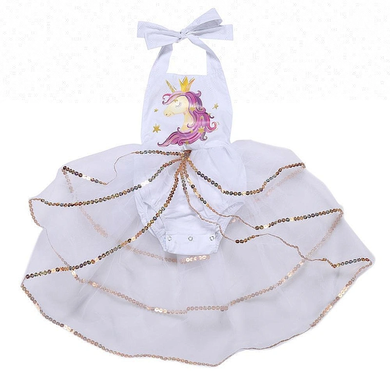 Wholesale Newborn Baby Girl Summer Romper Unicorn Printed Tutu dress