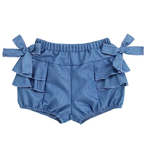 2019 New Design Kid Cotton Shorts Baby Bow Denim Shorts For Girl 3M-5T
